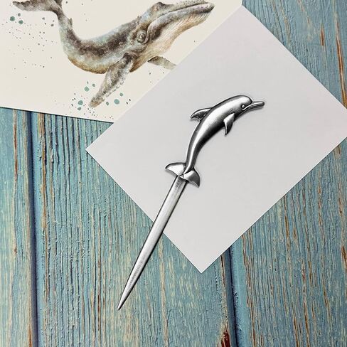 فتاحة رسائل على شكل دولفين، فتاحة حروف معدنية بيوتر عتيقة، مظروف مفتوح، فتاحة حروف يدوية فضية (دولفين) in Kuwait