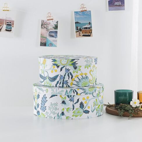 Soul & Lane Oval Decorative Storage Boxes with Lids for Arrangements - Garden Grace - Set 2, Cardboard Boxes for Flowers and Gifts in Saudi Arabia
