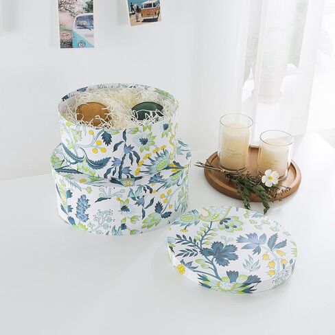 Soul & Lane Oval Decorative Storage Boxes with Lids for Arrangements - Garden Grace - Set 2, Cardboard Boxes for Flowers and Gifts in Saudi Arabia
