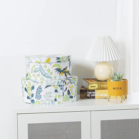 Soul & Lane Oval Decorative Storage Boxes with Lids for Arrangements - Garden Grace - Set 2, Cardboard Boxes for Flowers and Gifts in Saudi Arabia