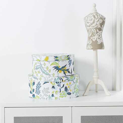 Soul & Lane Oval Decorative Storage Boxes with Lids for Arrangements - Garden Grace - Set 2, Cardboard Boxes for Flowers and Gifts in Saudi Arabia