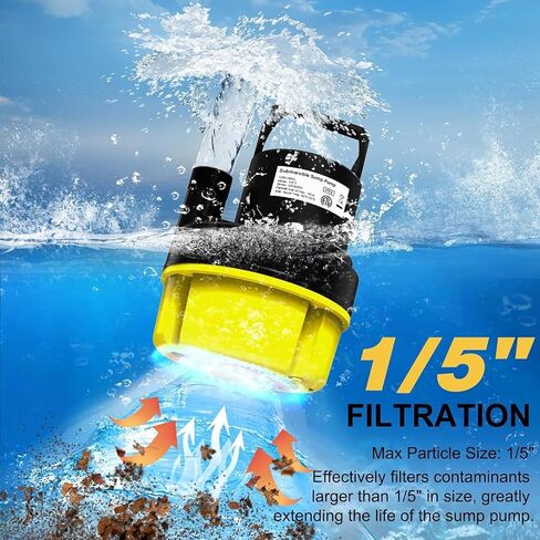 مضخة مياه غاطسة AgiiMan 1/2 HP، مضخة مستنقع محمولة 2200 GPH لتصريف حمام السباحة، مضخة غطاء حمام السباحة مع سلك طاقة 25 قدمًا للأقبية ونوافير حمام السباحة وحديقة حوض الاستحمام الساخن، أصفر in Kuwait