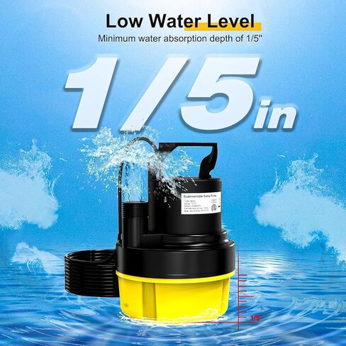 مضخة مياه غاطسة AgiiMan 1/2 HP، مضخة مستنقع محمولة 2200 GPH لتصريف حمام السباحة، مضخة غطاء حمام السباحة مع سلك طاقة 25 قدمًا للأقبية ونوافير حمام السباحة وحديقة حوض الاستحمام الساخن، أصفر in Kuwait