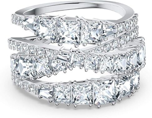 Swarovski Twist Wrap ring, Mixed cuts, Clear, Rhodium Finish in Saudi Arabia