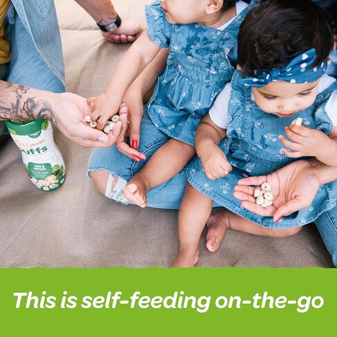 هابي بيبي أغذية الأطفال العضوية سوبرفوود نفث البطاطا الحلوة والجزر، 2.1 أونصة وجبات خفيفة عضوية للأطفال أو الأطفال الصغار، وجبة خفيفة من الفواكه والخضروات المقرمشة، الكولين لدعم صحة الدماغ والعين in Kuwait