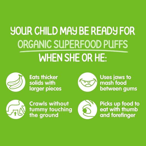 هابي بيبي أغذية الأطفال العضوية سوبرفوود نفث البطاطا الحلوة والجزر، 2.1 أونصة وجبات خفيفة عضوية للأطفال أو الأطفال الصغار، وجبة خفيفة من الفواكه والخضروات المقرمشة، الكولين لدعم صحة الدماغ والعين in Kuwait