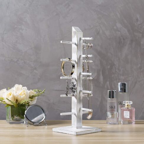 MyGift 5-Pair Barnwood Graywashed Wood Sunglasses and Eyewear Display Stand, Tabletop Multipurpose Keychain Storage Rack for Retail or Home Collection in Saudi Arabia