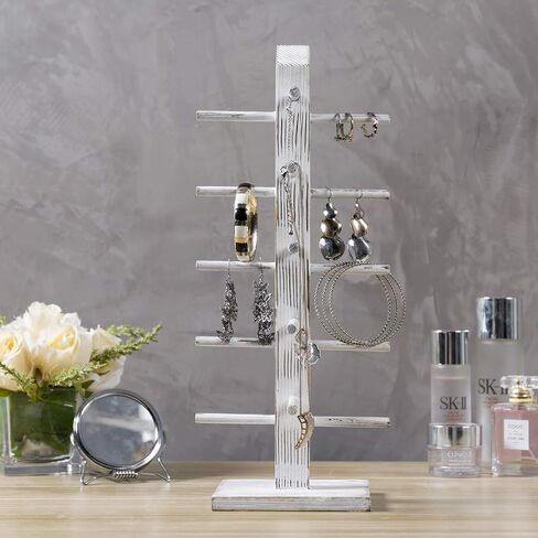 MyGift 5-Pair Barnwood Graywashed Wood Sunglasses and Eyewear Display Stand, Tabletop Multipurpose Keychain Storage Rack for Retail or Home Collection in Saudi Arabia