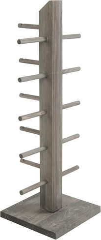 MyGift 5-Pair Barnwood Graywashed Wood Sunglasses and Eyewear Display Stand, Tabletop Multipurpose Keychain Storage Rack for Retail or Home Collection in Saudi Arabia
