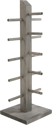 MyGift 5-Pair Barnwood Graywashed Wood Sunglasses and Eyewear Display Stand, Tabletop Multipurpose Keychain Storage Rack for Retail or Home Collection in Saudi Arabia