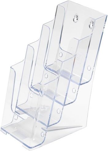 SOURCEONE.ORG Premium Brochures Holder for 4" Trifold Booklets – 4-Tier – Clear Acrylic Countertop Organizer in Saudi Arabia