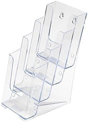 SOURCEONE.ORG Premium Brochures Holder for 4" Trifold Booklets – 4-Tier – Clear Acrylic Countertop Organizer in Saudi Arabia