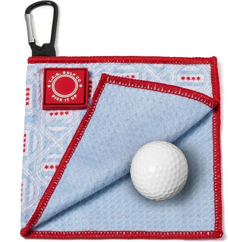 TAG Golf Co Small Magnetic Golf Towel - Perfect Size for Pocket - 6 x 6 -Golf Ball Cleaner - Portable - Hometown Series - Sidekick Chicago in Kuwait
