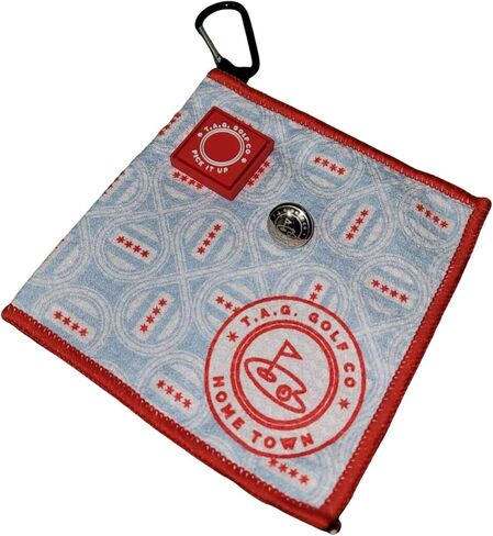 TAG Golf Co Small Magnetic Golf Towel - Perfect Size for Pocket - 6 x 6 -Golf Ball Cleaner - Portable - Hometown Series - Sidekick Chicago in Kuwait