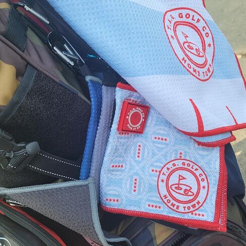 TAG Golf Co Small Magnetic Golf Towel - Perfect Size for Pocket - 6 x 6 -Golf Ball Cleaner - Portable - Hometown Series - Sidekick Chicago in Kuwait