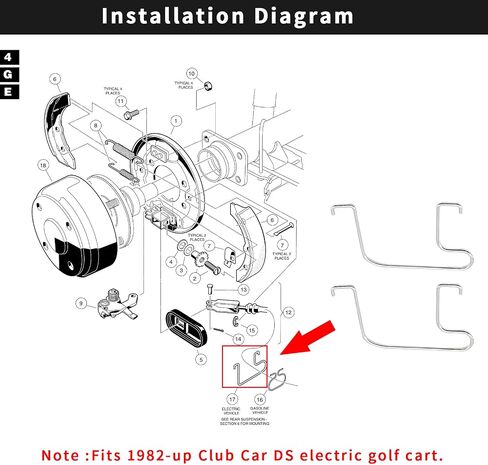 Drive-up Club Car DS طقم كابل فرامل يد من الفولاذ المقاوم للصدأ 2000-Up 102022101 كابلات جانبية للسائق والركاب in Kuwait