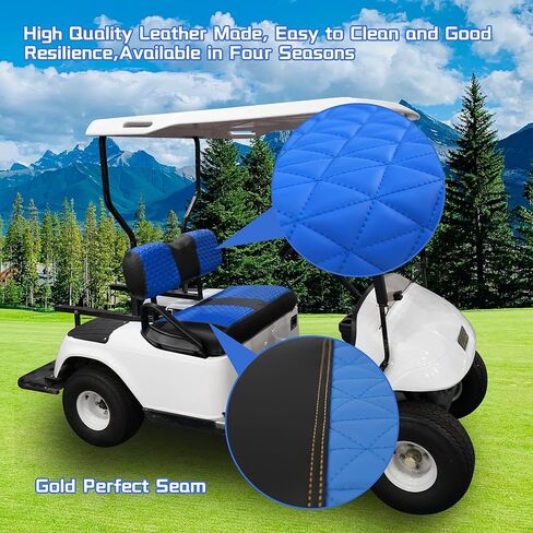 XUANYUDG0769 Golf Cart Front Seat Covers for EZGO TXT 1994-2013 OEM Seat Cushion, Adjustable Buckles/No Stapler Required, Black/Green/Red/Blue in Kuwait