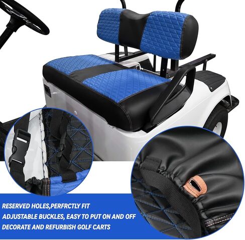 XUANYUDG0769 Golf Cart Front Seat Covers for EZGO TXT 1994-2013 OEM Seat Cushion, Adjustable Buckles/No Stapler Required, Black/Green/Red/Blue in Kuwait