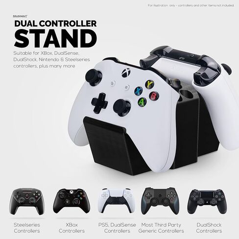 BRAINWAVZ Dual Game Controller & Storage Desktop Holder, Universal Design for Xbox ONE PS5 PS4 PC Gamepads, Reduce Clutter, UGDS-01 in Kuwait