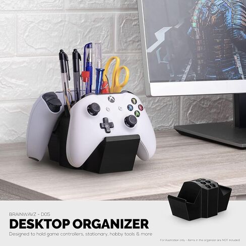 BRAINWAVZ Dual Game Controller & Storage Desktop Holder, Universal Design for Xbox ONE PS5 PS4 PC Gamepads, Reduce Clutter, UGDS-01 in Kuwait
