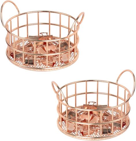 حامل مشبك مشبك ذهبي وردي، ملحقات مكتبية شبكية، منظم موزع معدني للمكتب، منظم أدراج المكتب، لوازم مكتبية صغيرة للمكتب المدرسي والمنزل، قطعتان in Kuwait