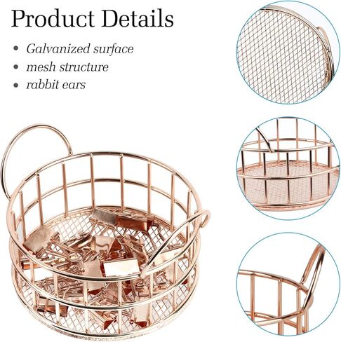 حامل مشبك مشبك ذهبي وردي، ملحقات مكتبية شبكية، منظم موزع معدني للمكتب، منظم أدراج المكتب، لوازم مكتبية صغيرة للمكتب المدرسي والمنزل، قطعتان in Kuwait