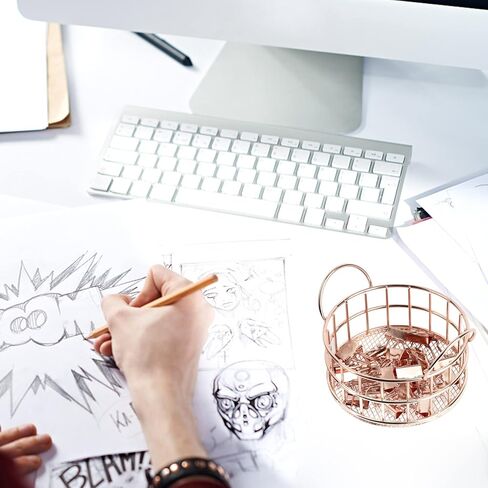 حامل مشبك مشبك ذهبي وردي، ملحقات مكتبية شبكية، منظم موزع معدني للمكتب، منظم أدراج المكتب، لوازم مكتبية صغيرة للمكتب المدرسي والمنزل، قطعتان in Kuwait