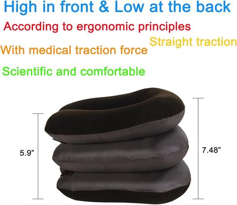 Universal Inflatable Cervical Neck Traction Device & Collar Brace, Flocked Air Pillow,Best for Neck Support & Instant Relief for Chiropractic Chronic Neck Pain, Spine Alignment in Saudi Arabia