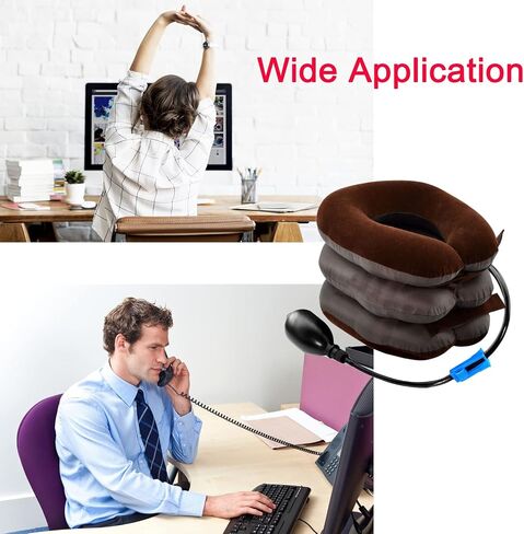 Universal Inflatable Cervical Neck Traction Device & Collar Brace, Flocked Air Pillow,Best for Neck Support & Instant Relief for Chiropractic Chronic Neck Pain, Spine Alignment in Saudi Arabia