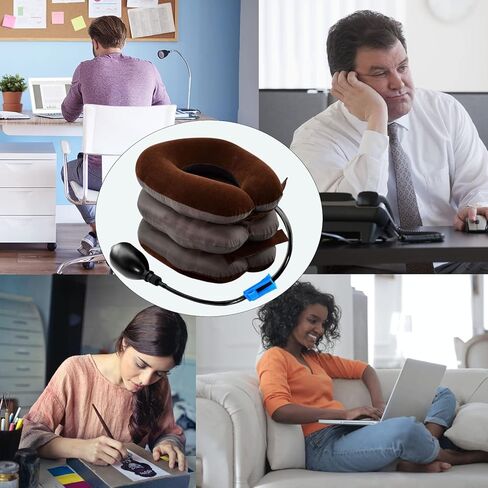 Universal Inflatable Cervical Neck Traction Device & Collar Brace, Flocked Air Pillow,Best for Neck Support & Instant Relief for Chiropractic Chronic Neck Pain, Spine Alignment in Saudi Arabia