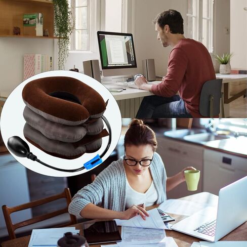 Universal Inflatable Cervical Neck Traction Device & Collar Brace, Flocked Air Pillow,Best for Neck Support & Instant Relief for Chiropractic Chronic Neck Pain, Spine Alignment in Saudi Arabia