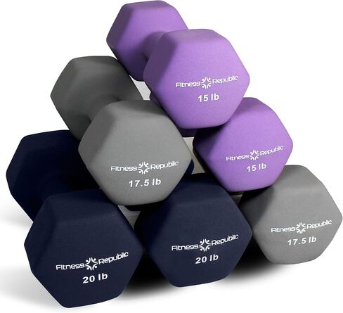 Neoprene Workout Dumbbells - Non Slip, Anti Roll Exercise & Fitness Dumbbells Combo - Hex Shaped Hand weights for Men & Women - Ideal for Home and Gyms training in Saudi Arabia