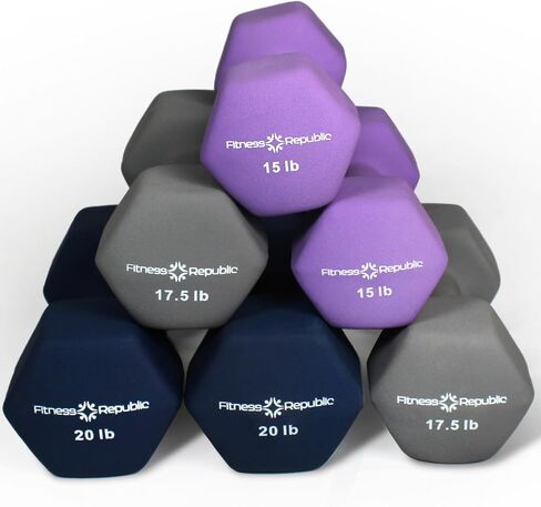 Neoprene Workout Dumbbells - Non Slip, Anti Roll Exercise & Fitness Dumbbells Combo - Hex Shaped Hand weights for Men & Women - Ideal for Home and Gyms training in Saudi Arabia