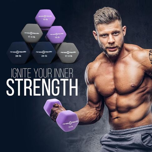 Neoprene Workout Dumbbells - Non Slip, Anti Roll Exercise & Fitness Dumbbells Combo - Hex Shaped Hand weights for Men & Women - Ideal for Home and Gyms training in Saudi Arabia