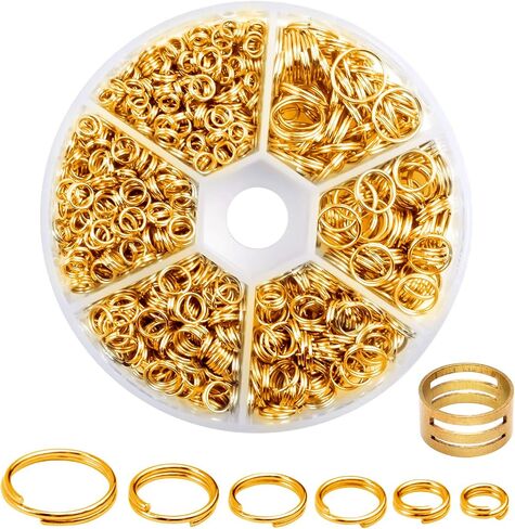 Iron Split Rings, 1 Box (100g) 6 Sizes Double Loop Jump Ring Small Split Key Rings Connector with a Jump Ring Opener Tool for DIY Jewelry Making - Bronze, Diameter : 4-10 mm in Saudi Arabia