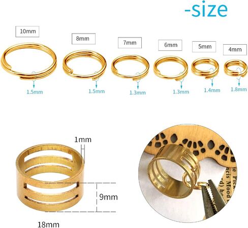 Iron Split Rings, 1 Box (100g) 6 Sizes Double Loop Jump Ring Small Split Key Rings Connector with a Jump Ring Opener Tool for DIY Jewelry Making - Bronze, Diameter : 4-10 mm in Saudi Arabia