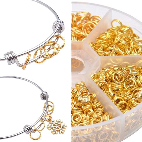 Iron Split Rings, 1 Box (100g) 6 Sizes Double Loop Jump Ring Small Split Key Rings Connector with a Jump Ring Opener Tool for DIY Jewelry Making - Bronze, Diameter : 4-10 mm in Saudi Arabia