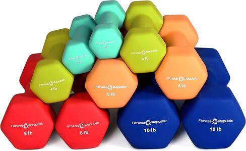 Neoprene Workout Dumbbells - Non Slip, Anti Roll Exercise & Fitness Dumbbells Combo - Hex Shaped Hand weights for Men & Women - Ideal for Home and Gyms training in Saudi Arabia