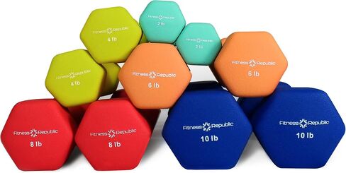 Neoprene Workout Dumbbells - Non Slip, Anti Roll Exercise & Fitness Dumbbells Combo - Hex Shaped Hand weights for Men & Women - Ideal for Home and Gyms training in Saudi Arabia