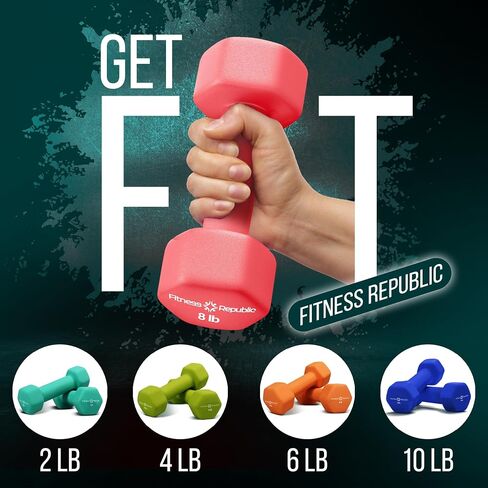 Neoprene Workout Dumbbells - Non Slip, Anti Roll Exercise & Fitness Dumbbells Combo - Hex Shaped Hand weights for Men & Women - Ideal for Home and Gyms training in Saudi Arabia