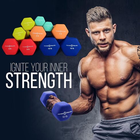Neoprene Workout Dumbbells - Non Slip, Anti Roll Exercise & Fitness Dumbbells Combo - Hex Shaped Hand weights for Men & Women - Ideal for Home and Gyms training in Saudi Arabia