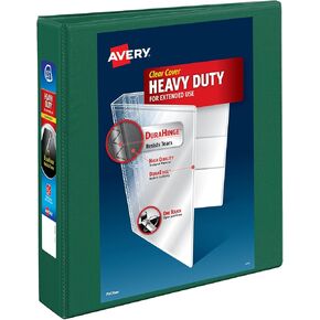 Avery Heavy-Duty View 3 Ring Binder, 1.5 Inch One Touch EZD Rings, 400-Sheet Capacity, 2.1 Inch Wide Spine, Customizable Clear Cover and Spine, 1 Green Binder (79108) in Kuwait