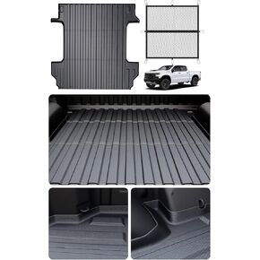 Gygy Truck Bed Mat 5.8FT مناسب لـ 2019-2026 Chevy Silverado/GMC Sierra 1500، بطانة شحن TPE لجميع الأحوال الجوية، ملحقات بطانة سرير الشاحنة، حصيرة سرير بيك اب شديدة التحمل، بطانات سرير سوداء للشاحنات in Kuwait
