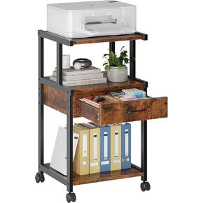 Printer Stand,3-Tier Mobile Printer Cart, Printer Table with Drawer, Rolling Printer Table with Wheels for Home Office, Living Room, Kitchen, Black in Kuwait