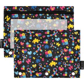 Monster Truck Pencil Pouch for 3 Ring Binder, Binder Pencil Pouches with Clear Window Zipper Pencil Case for Office College Supplies, 2PCS (B0316) in Saudi Arabia