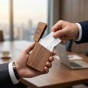 حامل بطاقات عمل للمكتب، منظم مكتب خشبي بسيط، ديكور أنيق للمكتب والمنزل لعرض البطاقات الاحترافية in Kuwait