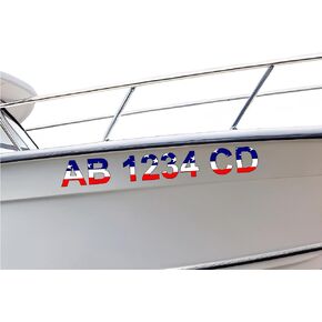 A Pair of American Flag Boat Registration Numbers, Custom Vinyl Decals, Patriotic Design in Regular or Reflective Vinyl in Saudi Arabia