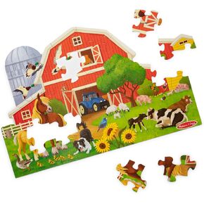 Melissa & Doug Busy Barn Shaped Jumbo Floor Puzzle, 32-Piece Barn-Shaped Jigsaw Puzzle with Farm Animals, 3 x 2 Foot Toddler Puzzles for Kids Ages 3+ in Kuwait