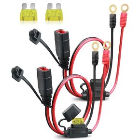 2 حزمة كابل GC008 X-Connect متوافق مع ملحقات شاحن بطارية NOCO، 22in 16AWG M10 (3/8in) XL مناسب لـ NOCO GENIUS1 GENIUS2 GENIUS5 GENIUS10 G750، يتضمن صمامات 20A إضافية in Kuwait
