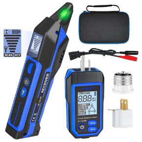 NOYAFA Rechargeable Circuit Breaker Finder with LCD Display & GFCI Outlet Tester, NCV AC Electrical Tester Circuit Tracer Flashlight, Includes Carrying Case and Adapters- NF-824B in Saudi Arabia